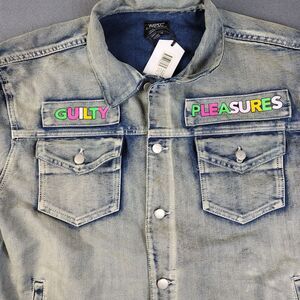 Wesc Mens Blue Guilty Pleasures Collared Pocket Trucker Denim Jacket Set Size XL